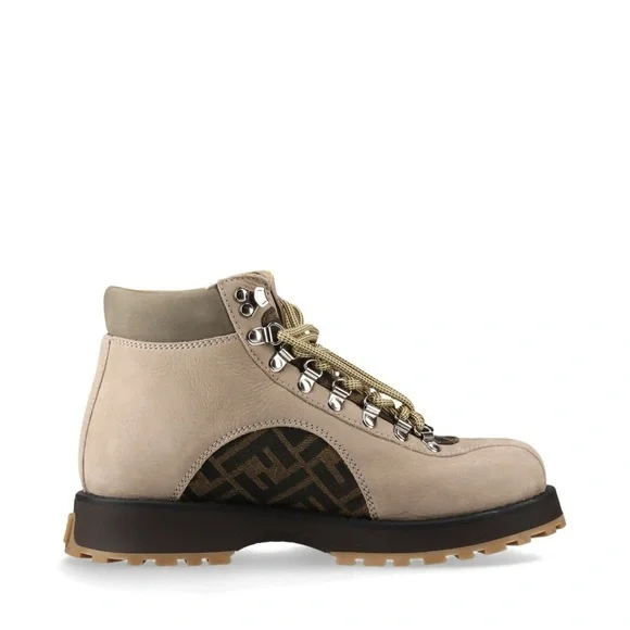 Authentic Fendi Leather Monogram Hiking Boots men size UK5 US6